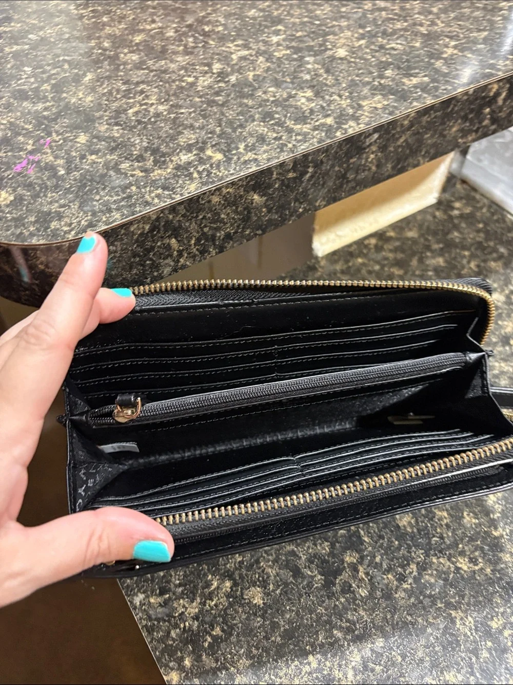 kate spade Black Leather Zip Wristlet Wallet